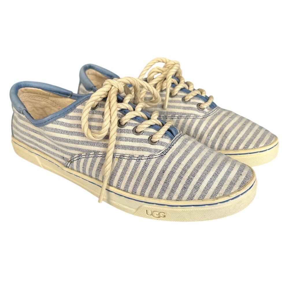 UGG Eyan II Womens Nautical Canvas Blue Stripe Lace Up Sneakers Size 7